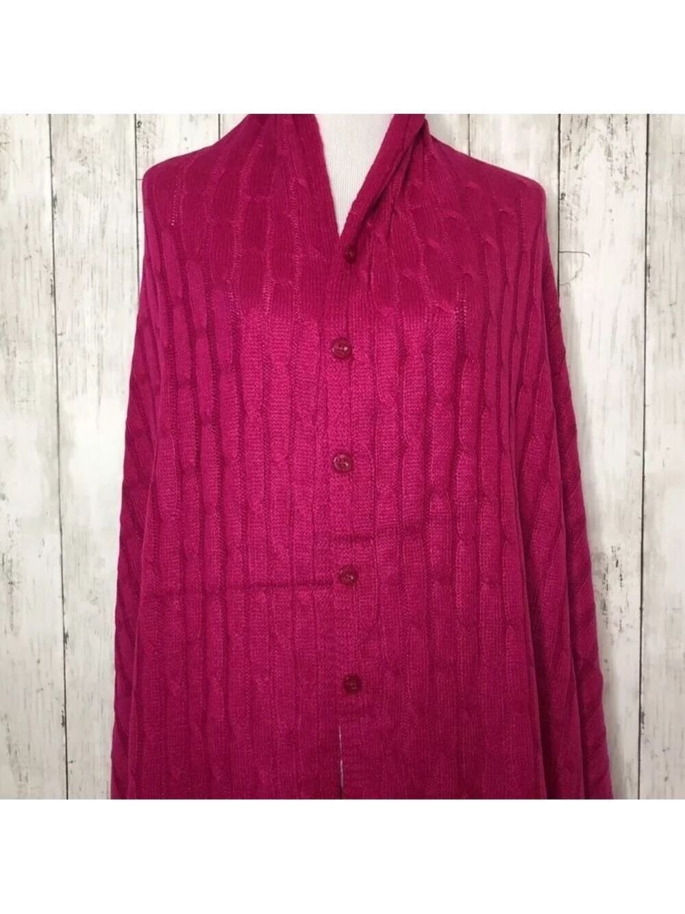 NWT Lularoe Raspberry Pink Mimi Cable Knit Shawl - Picture 1 of 6